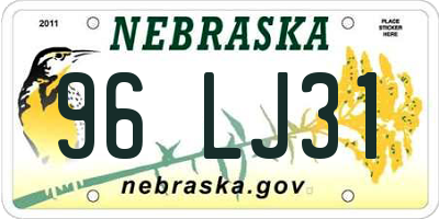 NE license plate 96LJ31