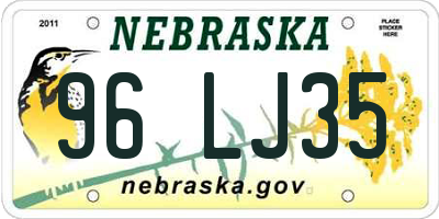 NE license plate 96LJ35