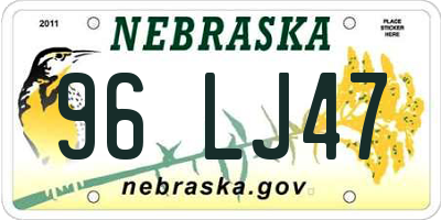 NE license plate 96LJ47