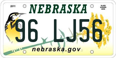 NE license plate 96LJ56