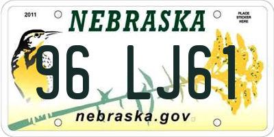 NE license plate 96LJ61