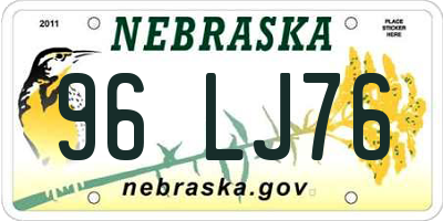 NE license plate 96LJ76
