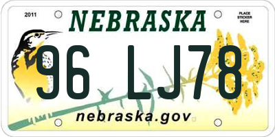 NE license plate 96LJ78