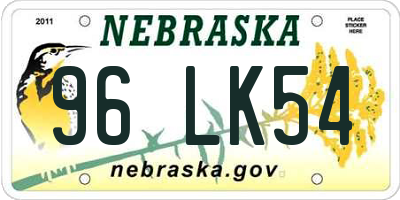 NE license plate 96LK54