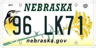NE license plate 96LK71
