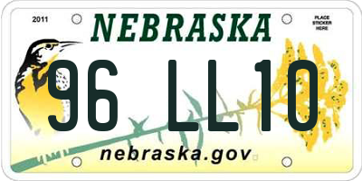 NE license plate 96LL10
