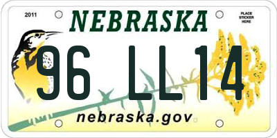 NE license plate 96LL14