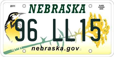NE license plate 96LL15