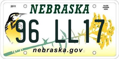 NE license plate 96LL17