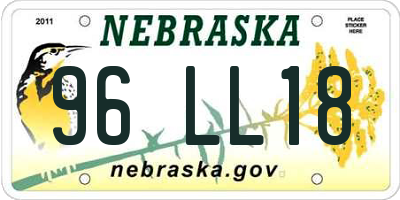 NE license plate 96LL18