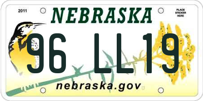 NE license plate 96LL19