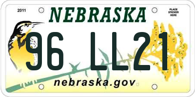 NE license plate 96LL21