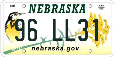 NE license plate 96LL31