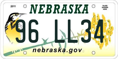 NE license plate 96LL34