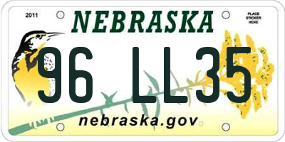 NE license plate 96LL35