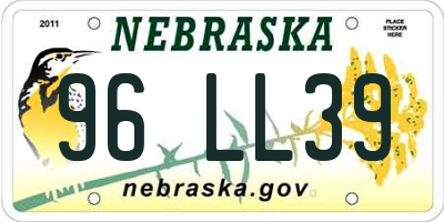 NE license plate 96LL39
