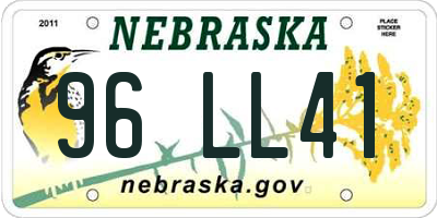 NE license plate 96LL41
