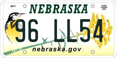 NE license plate 96LL54