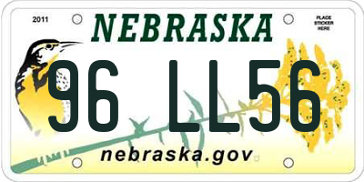 NE license plate 96LL56