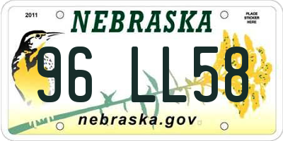 NE license plate 96LL58