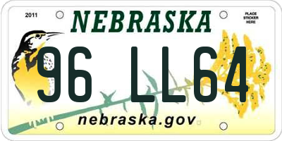 NE license plate 96LL64