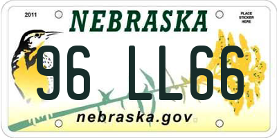 NE license plate 96LL66
