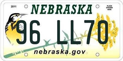 NE license plate 96LL70