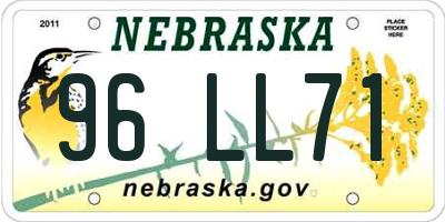 NE license plate 96LL71