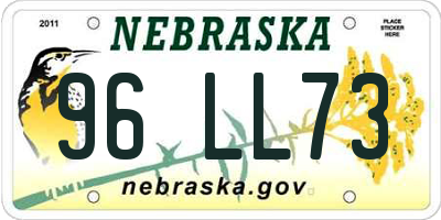NE license plate 96LL73