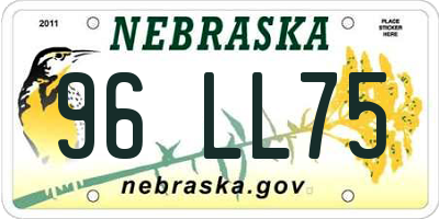 NE license plate 96LL75