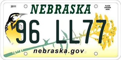 NE license plate 96LL77