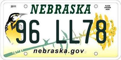 NE license plate 96LL78