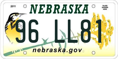 NE license plate 96LL81