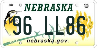 NE license plate 96LL86