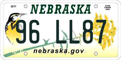 NE license plate 96LL87