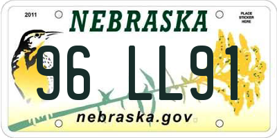NE license plate 96LL91