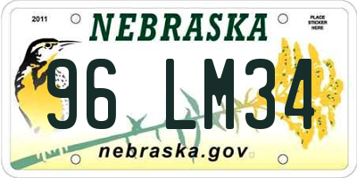 NE license plate 96LM34