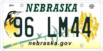 NE license plate 96LM44