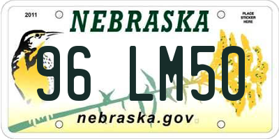 NE license plate 96LM50