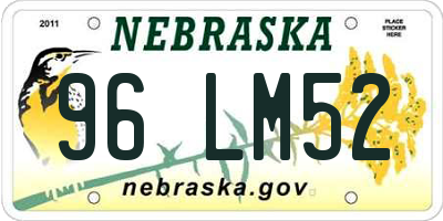 NE license plate 96LM52