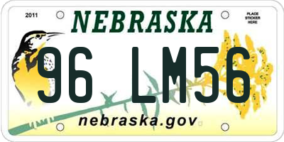 NE license plate 96LM56