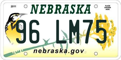NE license plate 96LM75