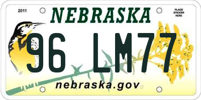 NE license plate 96LM77