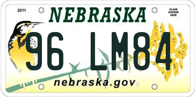 NE license plate 96LM84
