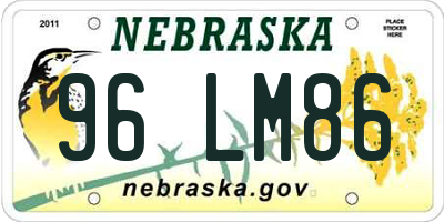 NE license plate 96LM86