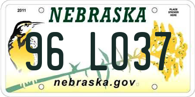 NE license plate 96LO37