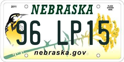 NE license plate 96LP15