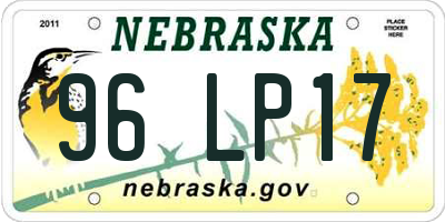 NE license plate 96LP17