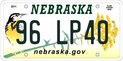 NE license plate 96LP40