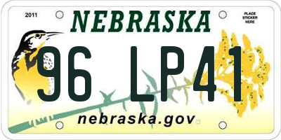 NE license plate 96LP41